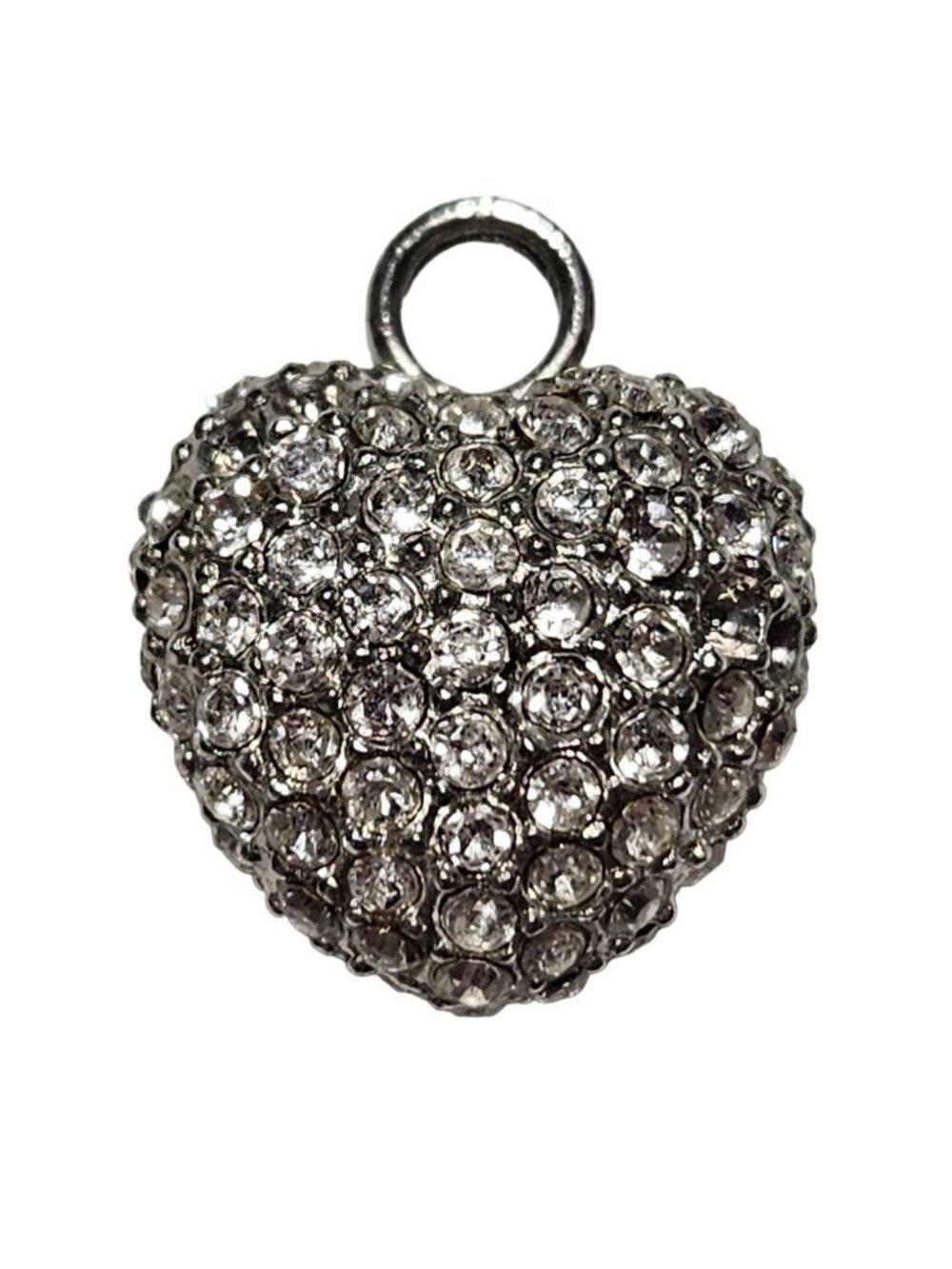 Heart Shaped Rhinestone Pendant Silver Tone Charm for Necklace Jewelry Making